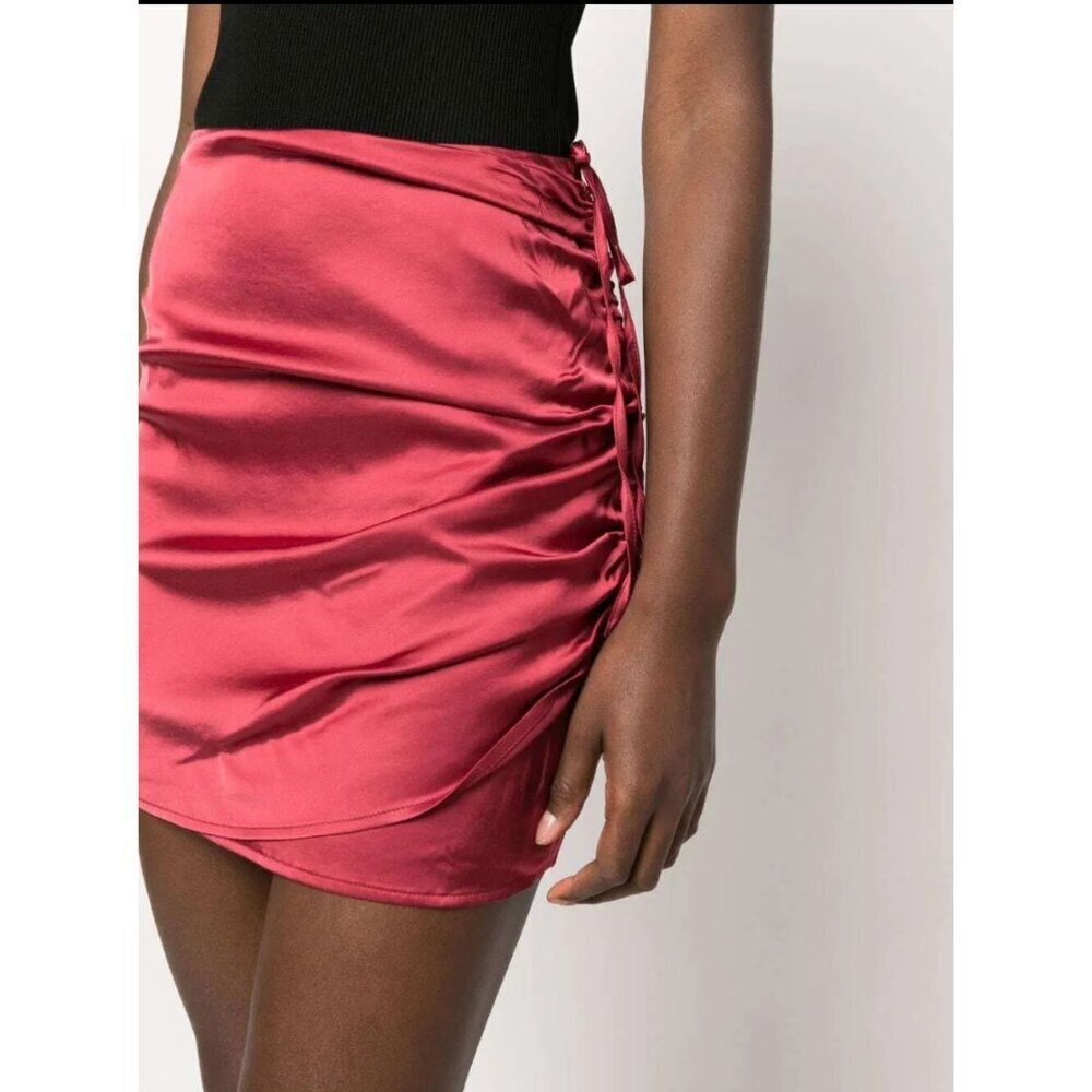 ba&sh Ruched Satin Mini Skirt in Cardinal Red Size 1 or US 4